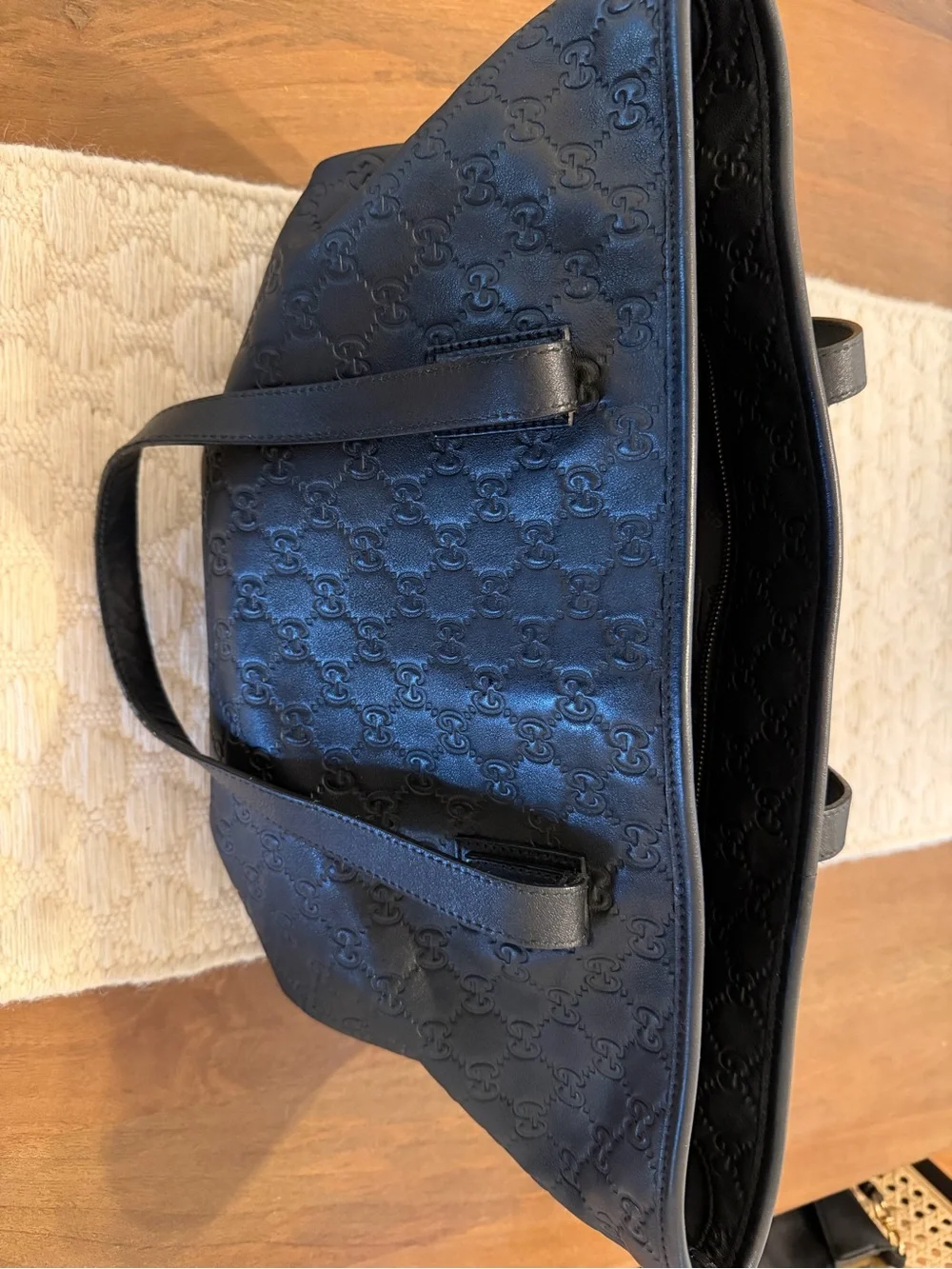Gucci Black Embossed GG Leather Briefcase